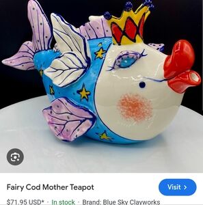 Bluesky Colorful Ceramic Fish Teapot
